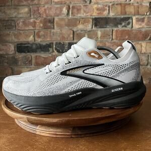 Brooks Glycerin 22 Mens 11 Wide 2E White Grey Black Road Running Sneakers Shoes